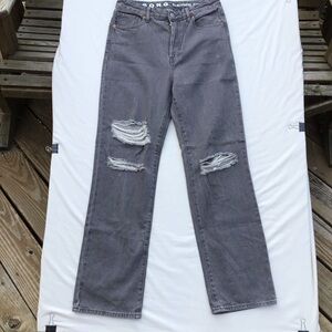 S.O.N.G 90s Boyfriend Jeans Womens Size 9/29 Black Distressed Denim Button Fly